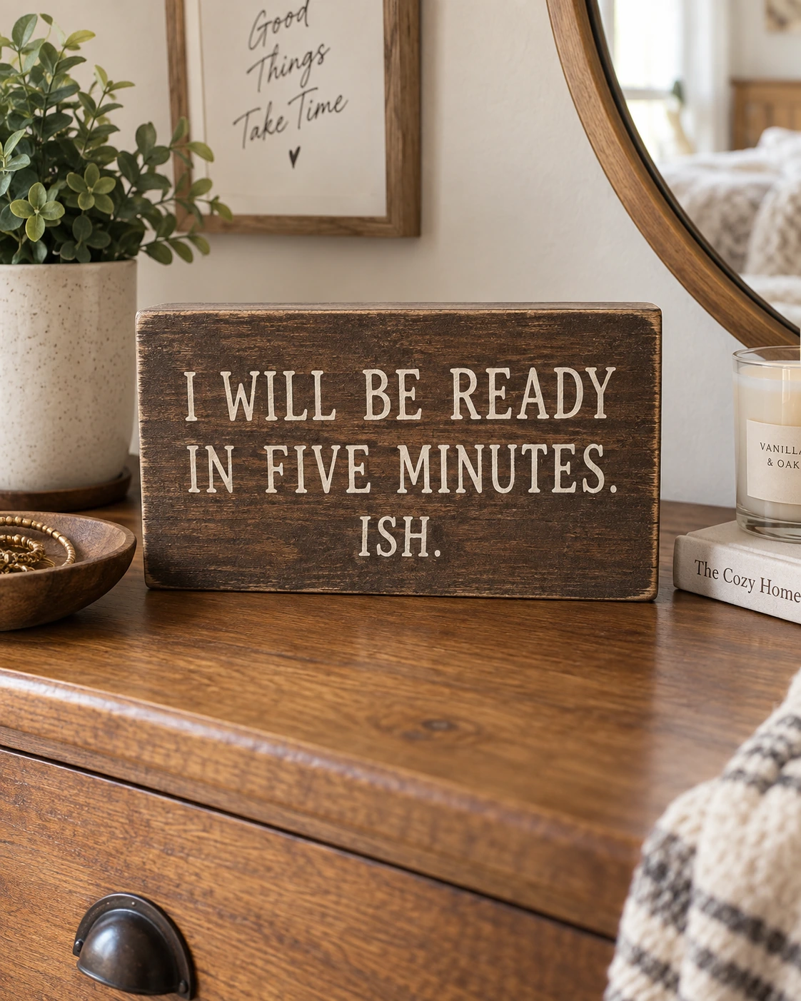 Ish Time displayed in a warm styled setting