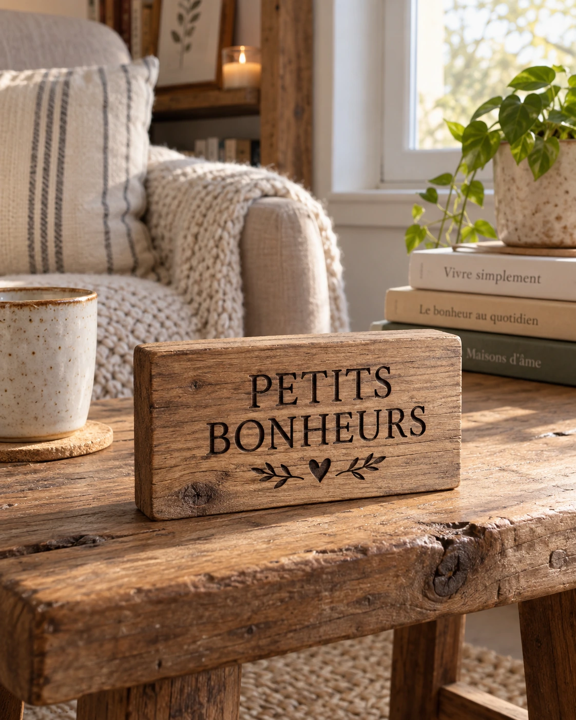 Petits Bonheurs displayed in a warm styled setting