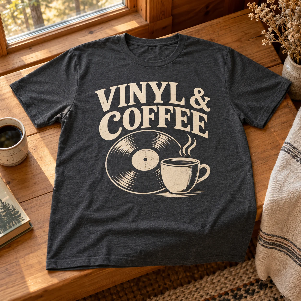 Vinyl & Coffee in a warm styled setting